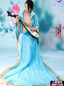 弹琵琶的蓝裙仙女阿薇人体摄影,西西人体艺术全新改版